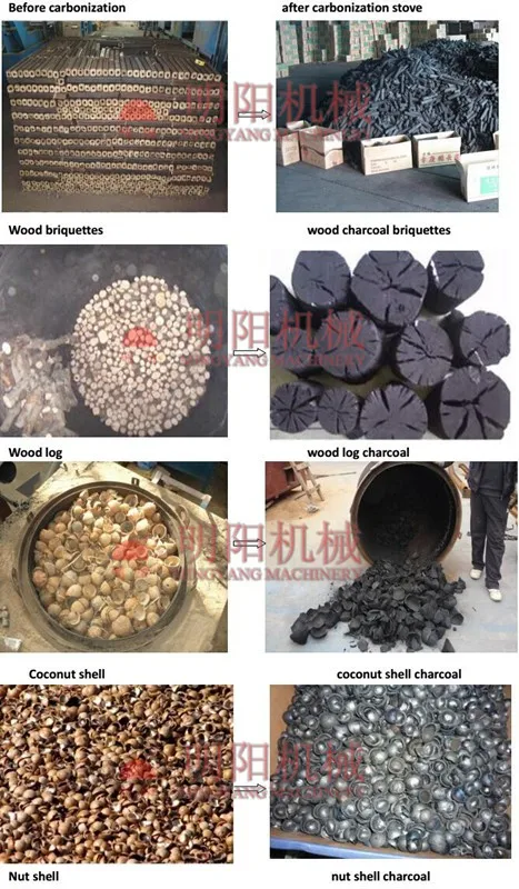 charcoals from the carbonziation stove_