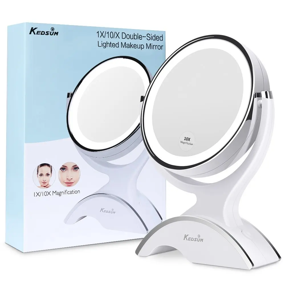 Kedsum 1x 10x Double Sided Led Lighted Makeup Mirror Compact Kedsum 6 7 Inch 1x 10x Double Sided Lighted Makeup Mirror 360 Degree Swivel