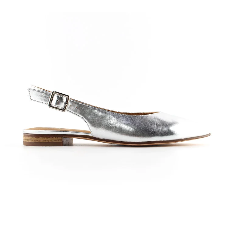 womens silver flat shoes