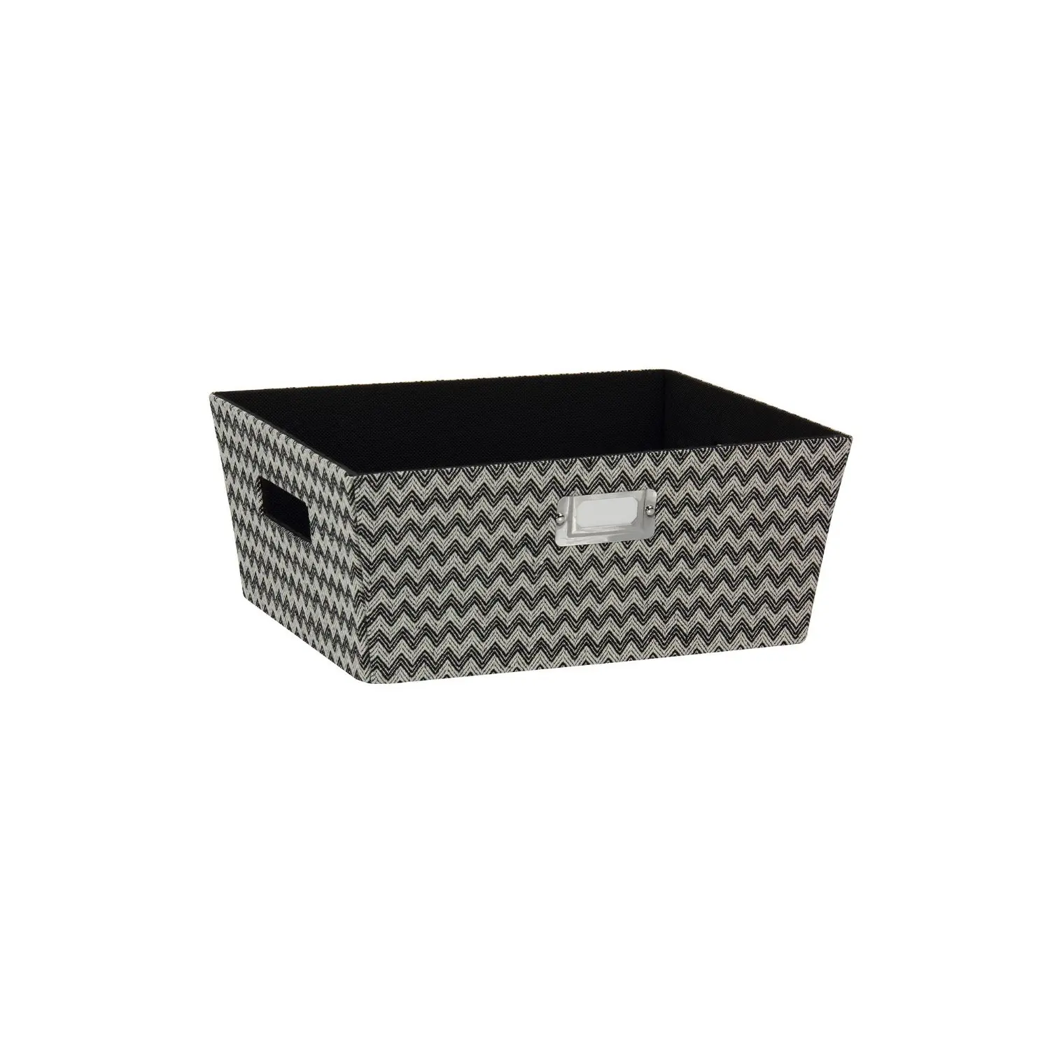 Household Essentials Hard-Sided Tapered Storage Bin, Small, Black Chevron