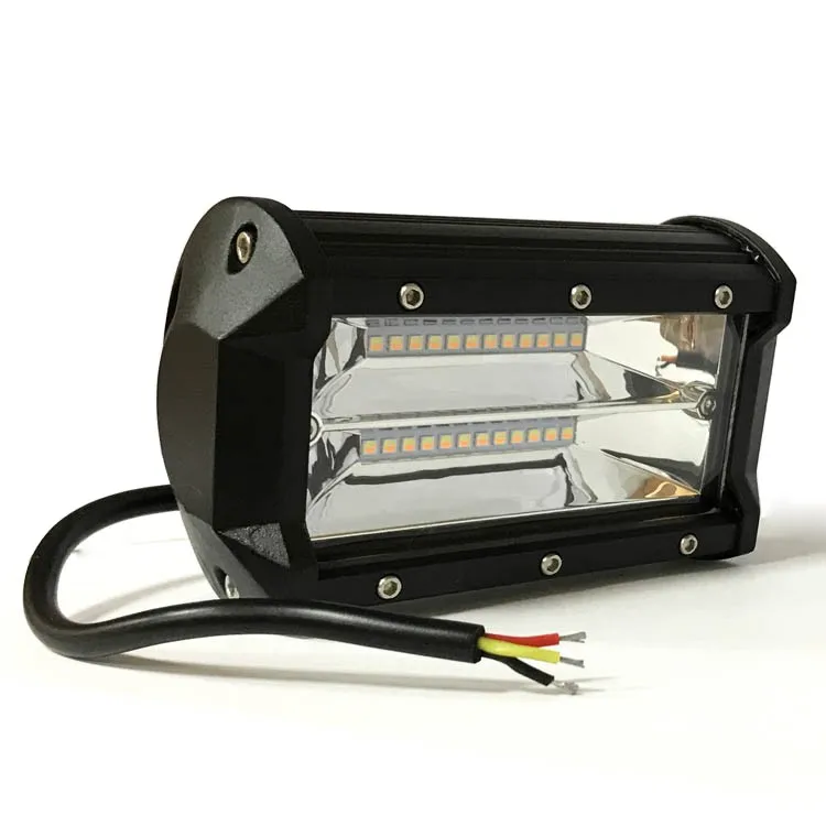7 Inch Dual Row 72w Spot Beam Offroad Led Light Bar Dual Color Flashing