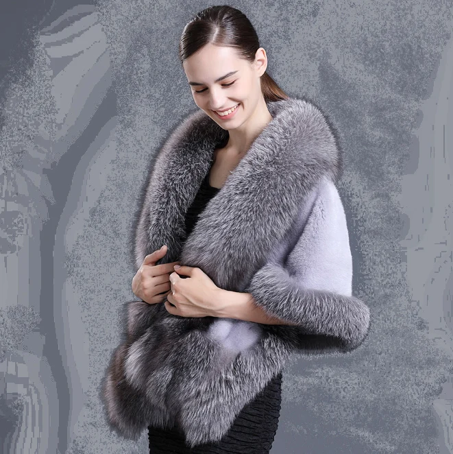 Cx-b-m-05n Ladies' Genuine Mink Fur Cape Real Fur Shawl - Buy Fur Shawl ...