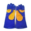 New design fashionable blue welding with yellow palm hand working gloves