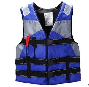 Bump-upscale adult swimming life jackets drift snorkeling buoyancy vest fishing clothing and whistles , blue