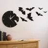 Contemporary Black 3D Wall Clock The Escape Clock Halloween Bat Silhouette 3D Wall Watch Clock Scary Bat Symbols Home Decor