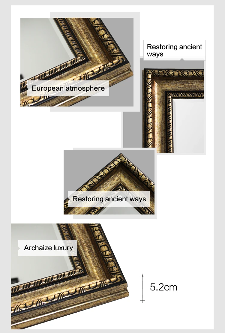 European Antique Style Plastic Frame Rectangle Full Length Wall Mirror