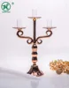 Royal Golden Glass Candle Stand/ 3 Arm Candelabra for Wedding