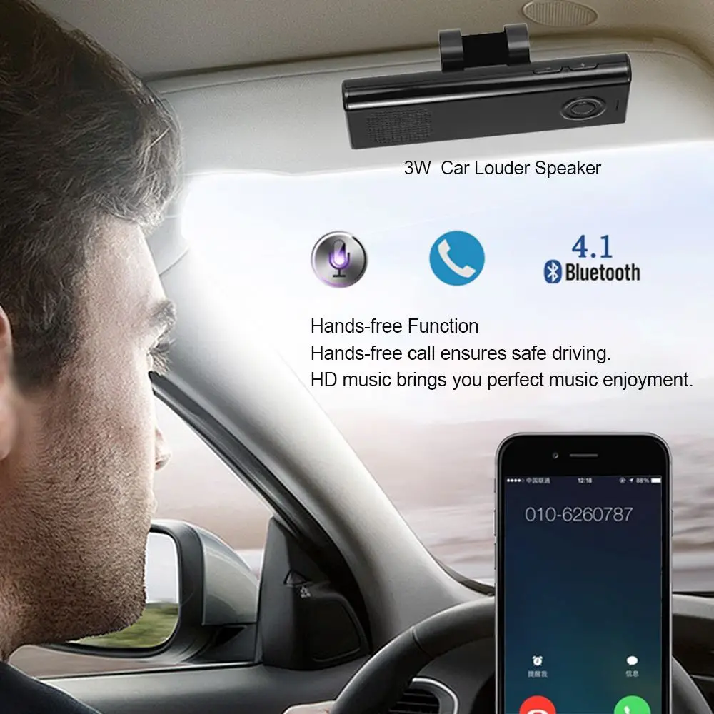 Incar Speakerphone Wireless Bt 4.1 Speakerphone Receiver Sun Visor Car