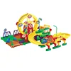 Children ABS Plastic Electric Building Blocks Railway Slot Toy Track Train Set With Rolling Ferris Wheel Led Light Kid Toys