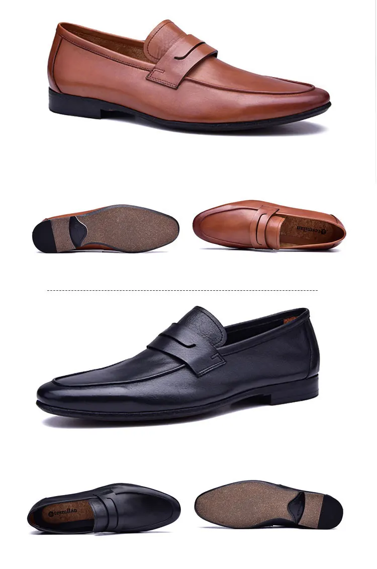 2019 Italy No Laces Fashion Men Loafer Shoes,Comfort Genuine Dress ...