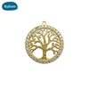 Raw brass zircon life tree designs small pendant