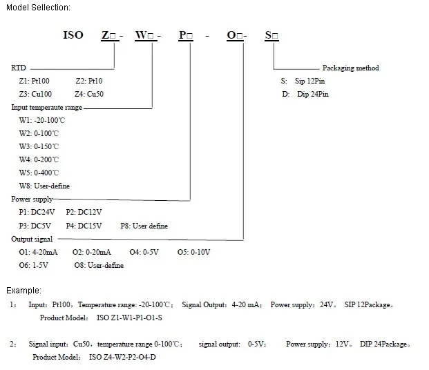ISO Z-W-P-O-S 3kv Isolation Pt100 pt10 20-100 0-100 0-150 0-200 to 4-20ma 0-20ma 0-5v 1-5v Signal Isolated Transmitter