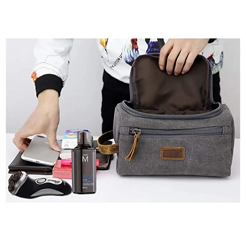 Tsa Approved Makeup Organizer Eco Friendly Canvas Shaving Dopp Kit