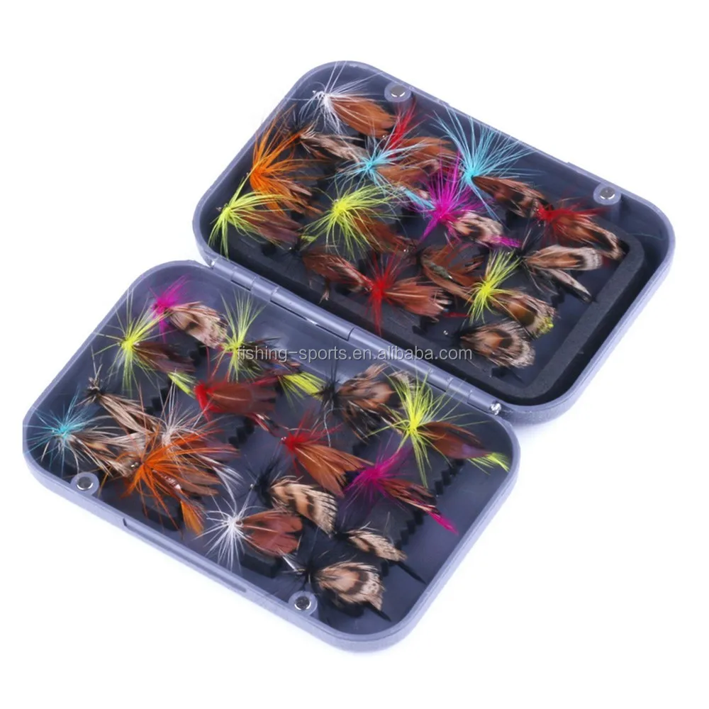 32pcs/set Trout Dry Wet Fly Tying Feathers Set Bulk Fly Fishing