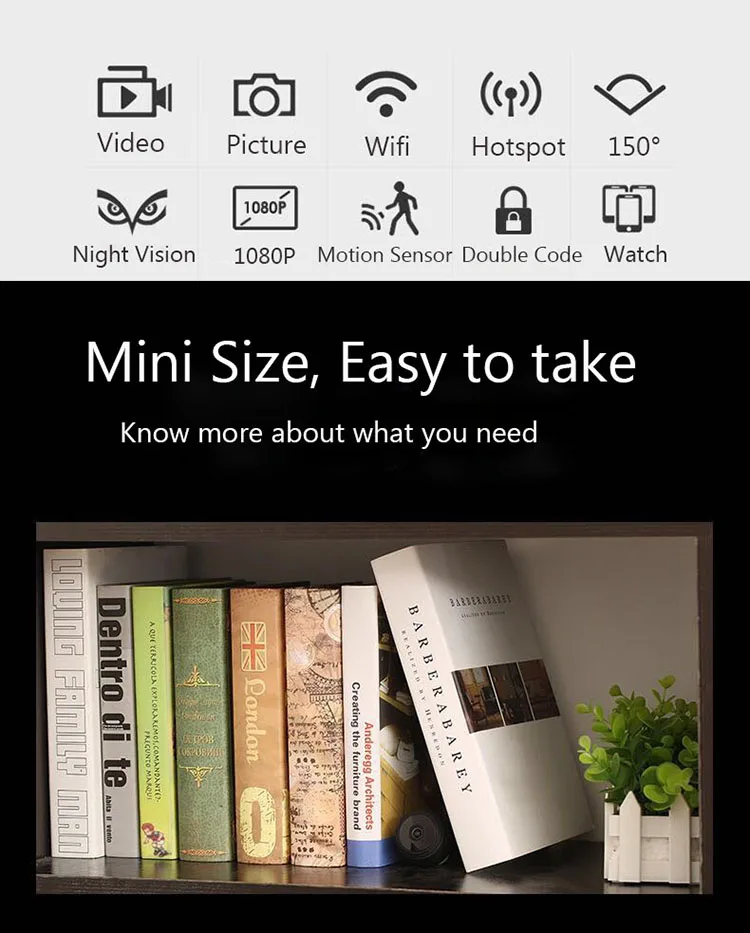 Mini Spy Camera WiFi Hidden Camera Wireless HD 1080P Indoor Home Small Spy Cam Security Cameras/Nanny Cam