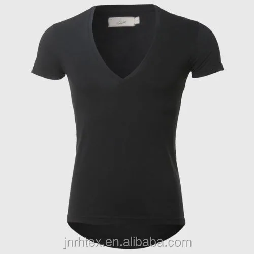 100% Polyester Plain Deep V Neck T Shirts For Men - Buy Deep V Neck T ...