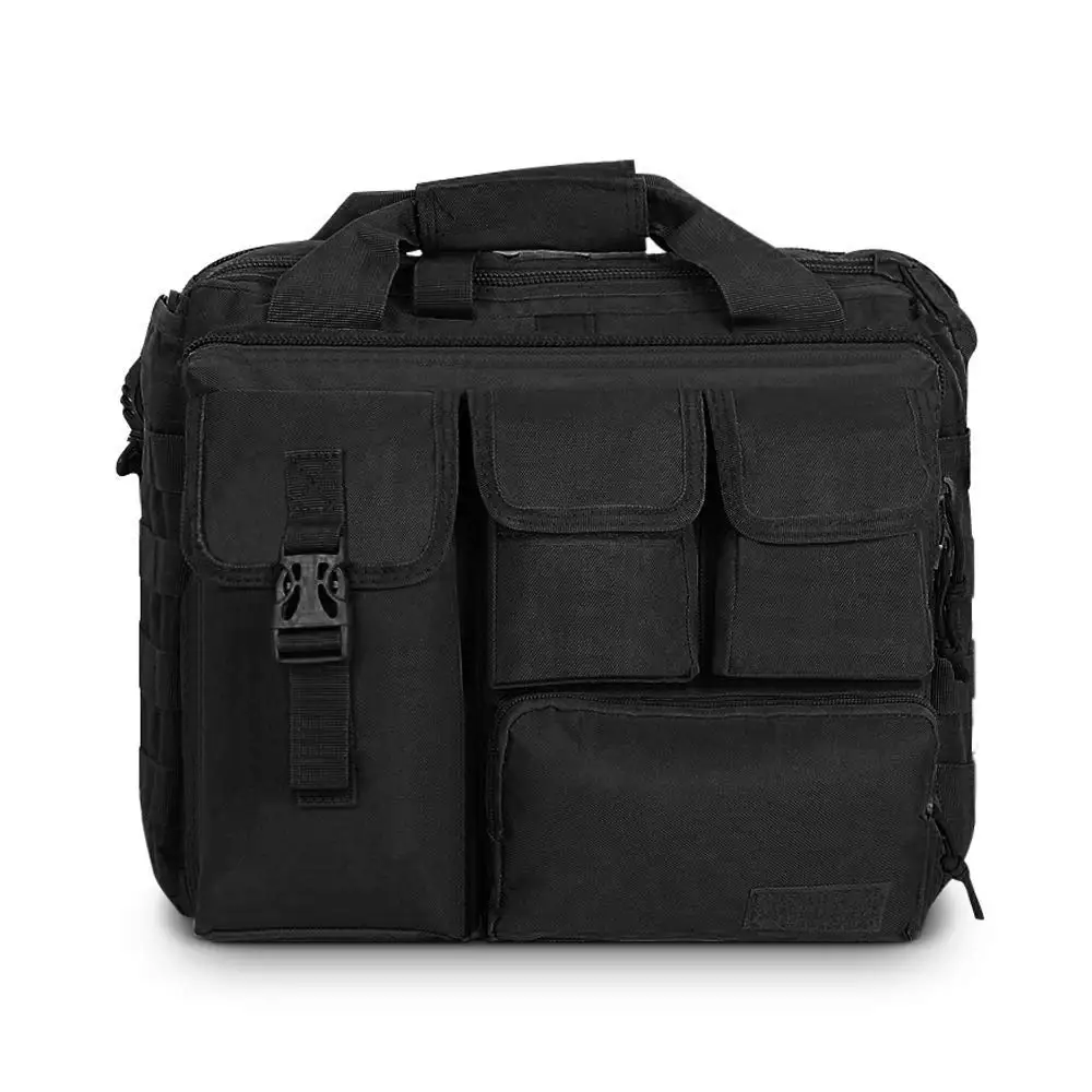 Multi Function Men Laptop Shoulder Bag Outdoor Tactical Black Nylon