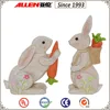9.8" resin rabbits lover with carrot, rabbits back carrying carrot for Easter decor