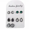 ANUSE-010 High Quality Nice Custom Alloy Tear 5 Pairs Women Cheap Crystal Round Stud Drop Earring Set From China 2018