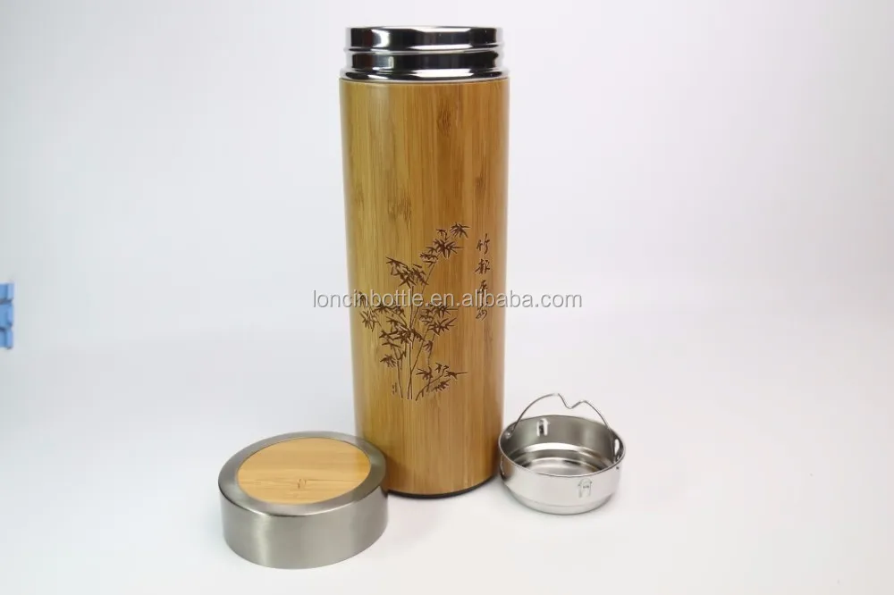 Bpa Free 450ml Thermal Bamboo Tumbler With Slide Lock Lid,Stainless