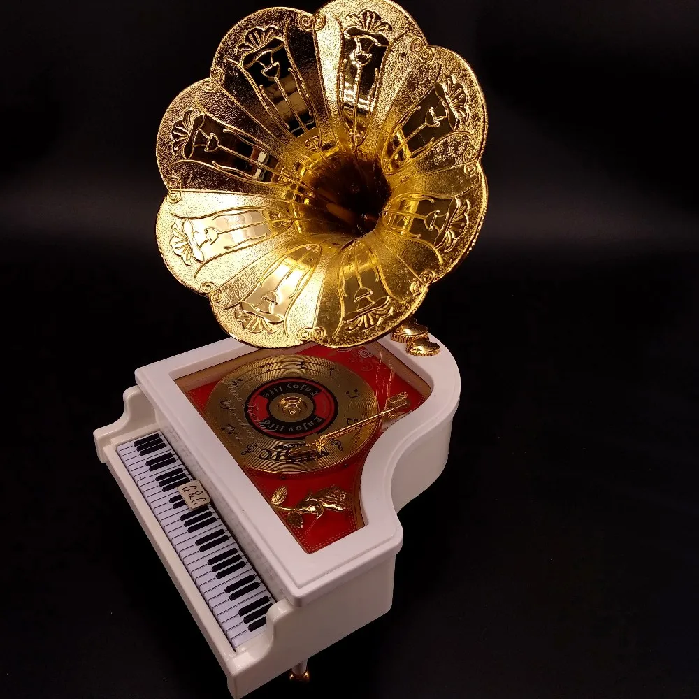 18-note Plastic Mini Gramophone Music Box - Buy Gramophone Music Box