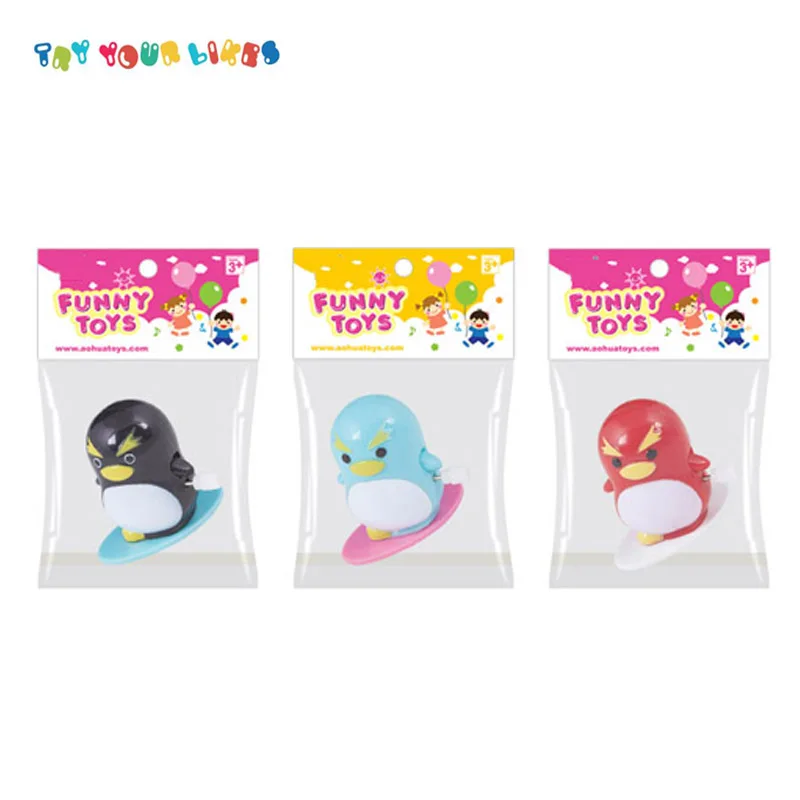 Three Colours Wind Up Walking Penguin Bath Toys For Store Small Gift 