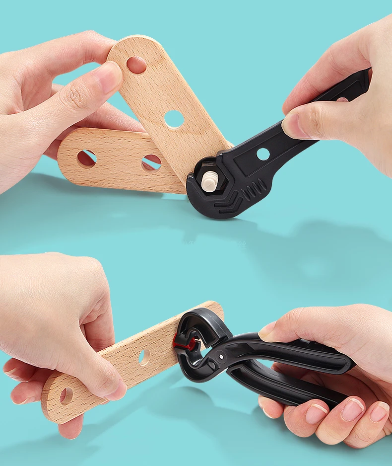 2014 china new innovative product handmade wooden toys organic baby toys Biddy tool box kids learning toys