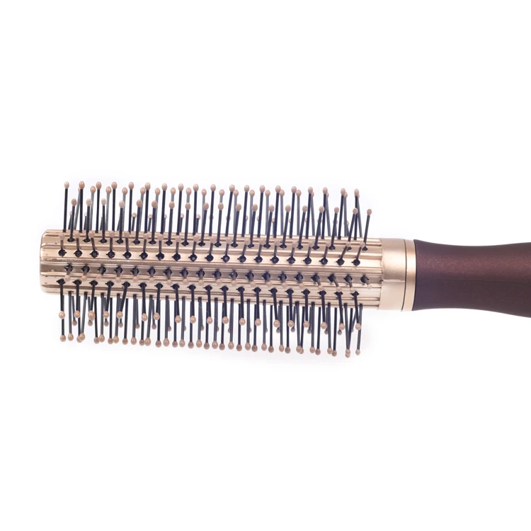 EUREKA 9511CEg-BR Styling Round Hair Brush for All Hair Types Ball-Tip Nylon Pins Anti-Slide Handle Hairbrush