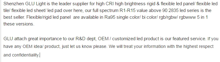 OEM Ra97 high cri bi color flexible led mat light