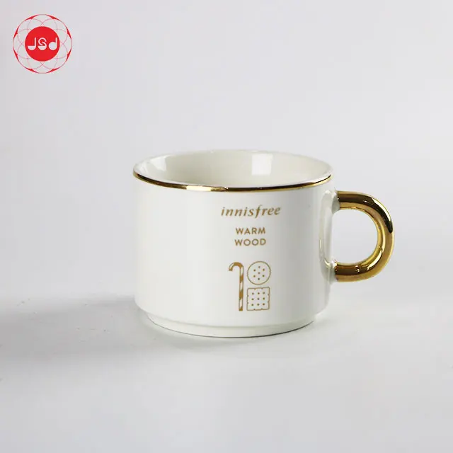 Luxury Drinkware Golden Handle Espresso Coffee Tea Ceramic Cup