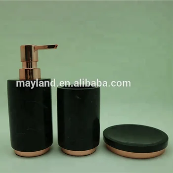 Rose Gold Onda Black Real Marble Bath Lotion Pump Soap Dispenser Rose Gold Onda Black Real Marble Bath Lotion Pump Soap Dispenser Bathroom Accessory Set