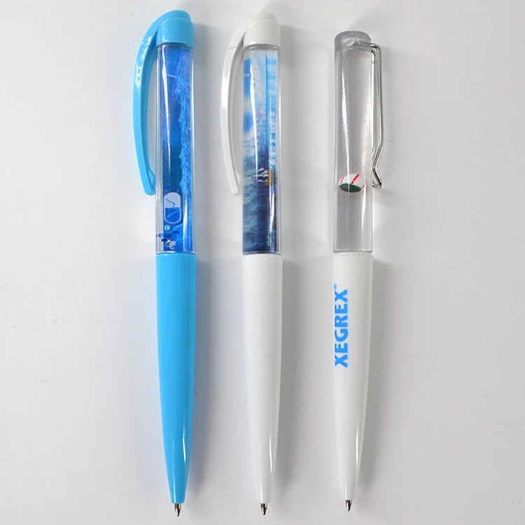Customized Novelty Liquid Floating Aqua Strip Pen,Floater Ball Pen