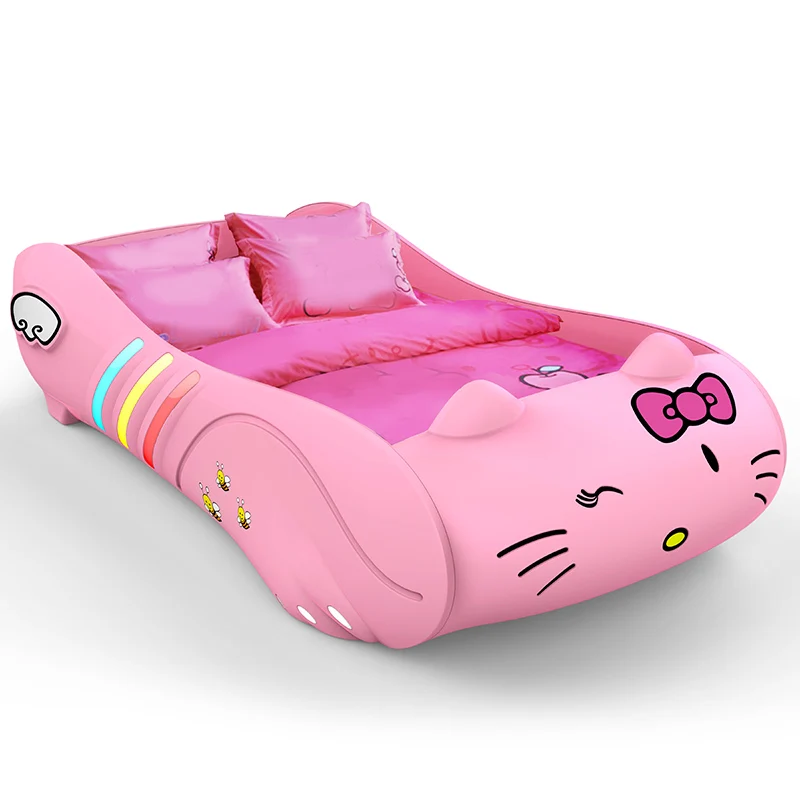 pink race car bed