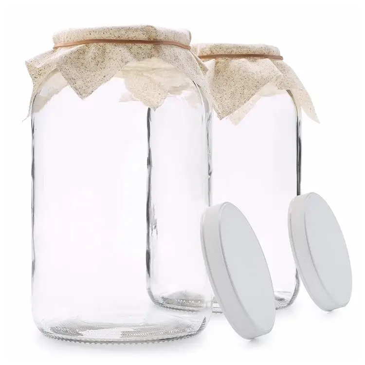 1 Gallon Glass Storage Jars with Airtight Lids, Large Glass Pickle Jars for Fermenting, Clear Glass Canister for Flour, Cookie, Candy, Kombucha, Sun