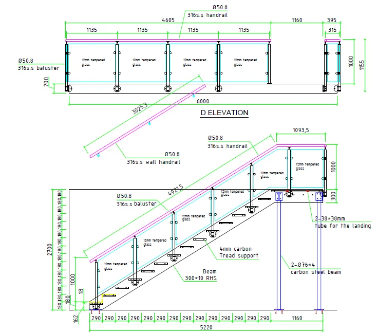 Modern Steel Wood Straight Staircase/stairs With Customized Railing ...