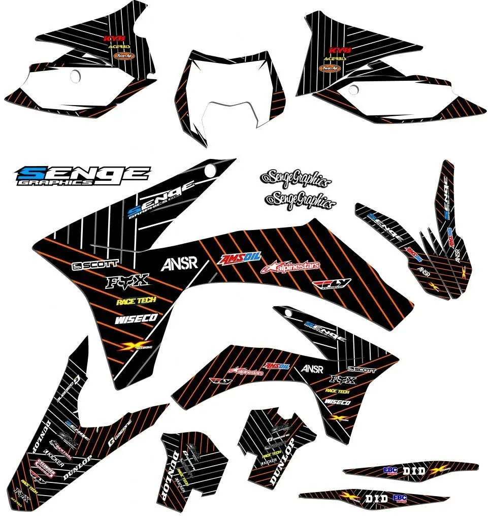 Senge Graphics kit compatible with KTM 2005-2006 SX Surge Orange Graphics Kit