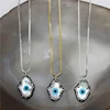 CH-GMN0038 high quality crystal inlay hamsa shell pendant necklace,handmade 16inch crystal inlay beads necklace wholesale