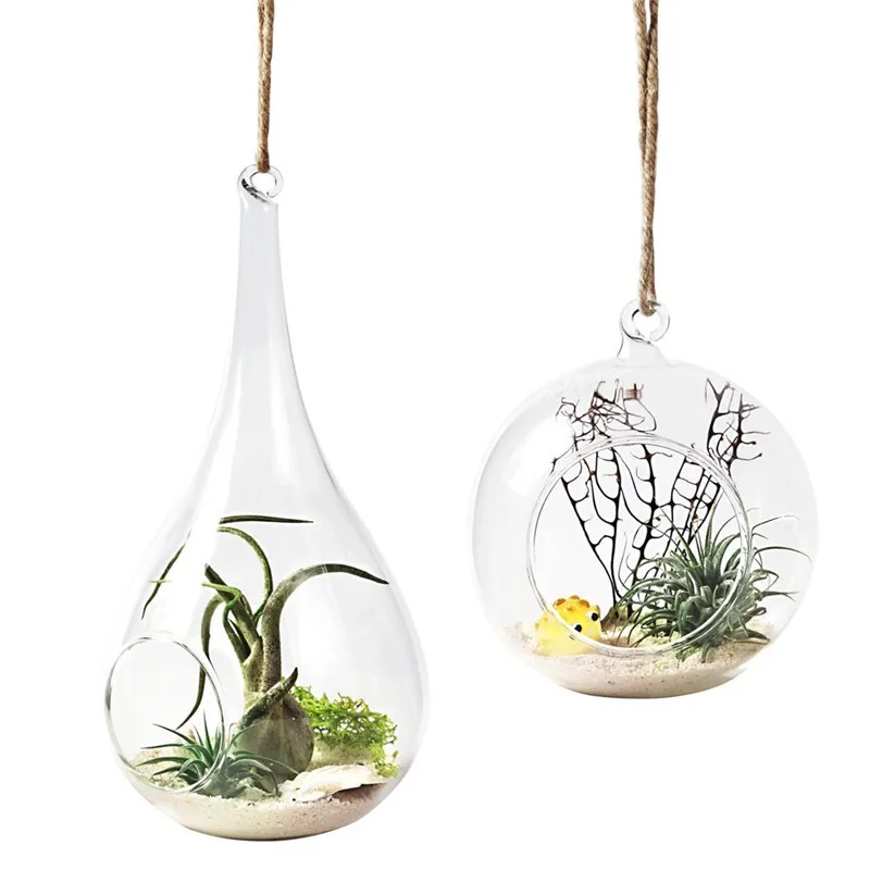 2 Pack Glass Hanging Planter Air Plant Terrariumglobe And Teardrop Buy Glass Globe And Flower 0692