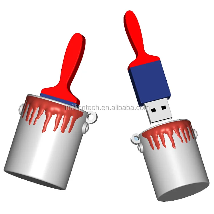 Paint Brush Usb Stick Model Includes Brush And Pot Customized Shape