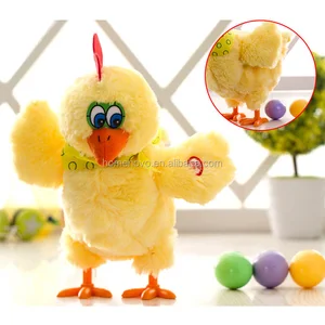 singing dancing electric yellow chicken plush toy lays eggs