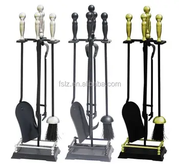 5 Piece Companion Set Rectangular Base Fireplace Fire Tools Set