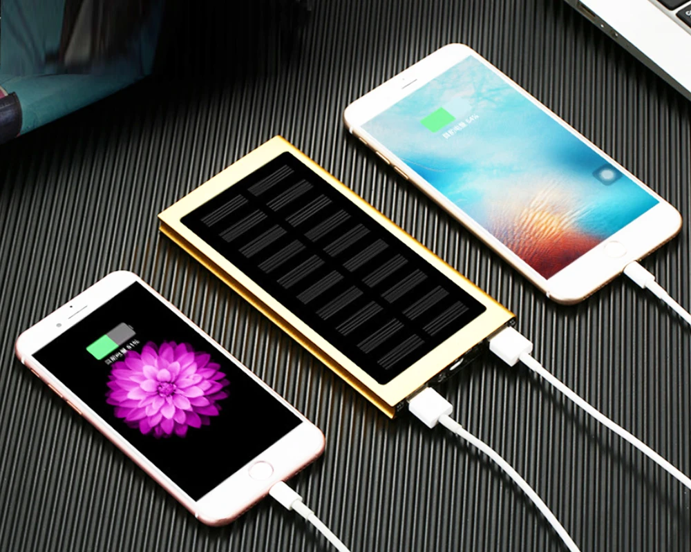 10000ma Slim Solar Power Bank Mobile Phone External Battery Solar Charger Power Bank With Dual