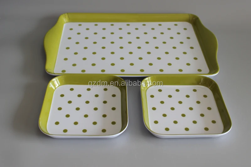 Korea Style Plastic Serving tray + small tray sets for 3pcs