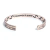 Dady' Girl Plain Engraved Word Knowledge Is Power Cuff Bangle Ruler Type Initial Letter Bracelet