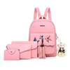 2019 Fashion promotion travelling cute bear waterproof leather bags embroidery logo women small backpack bag sets with tassel