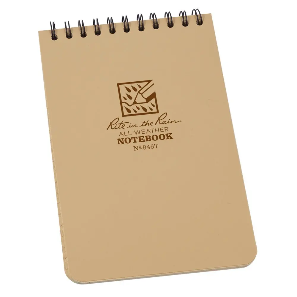 Rite in the Rain All-Weather Top-Spiral Notebook, 4" x 6", Tan Cover, Universal Pattern (No. 946T)