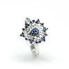 925 silver Pear-shaped grid sapphire ladies elegant ring manufacturers custom