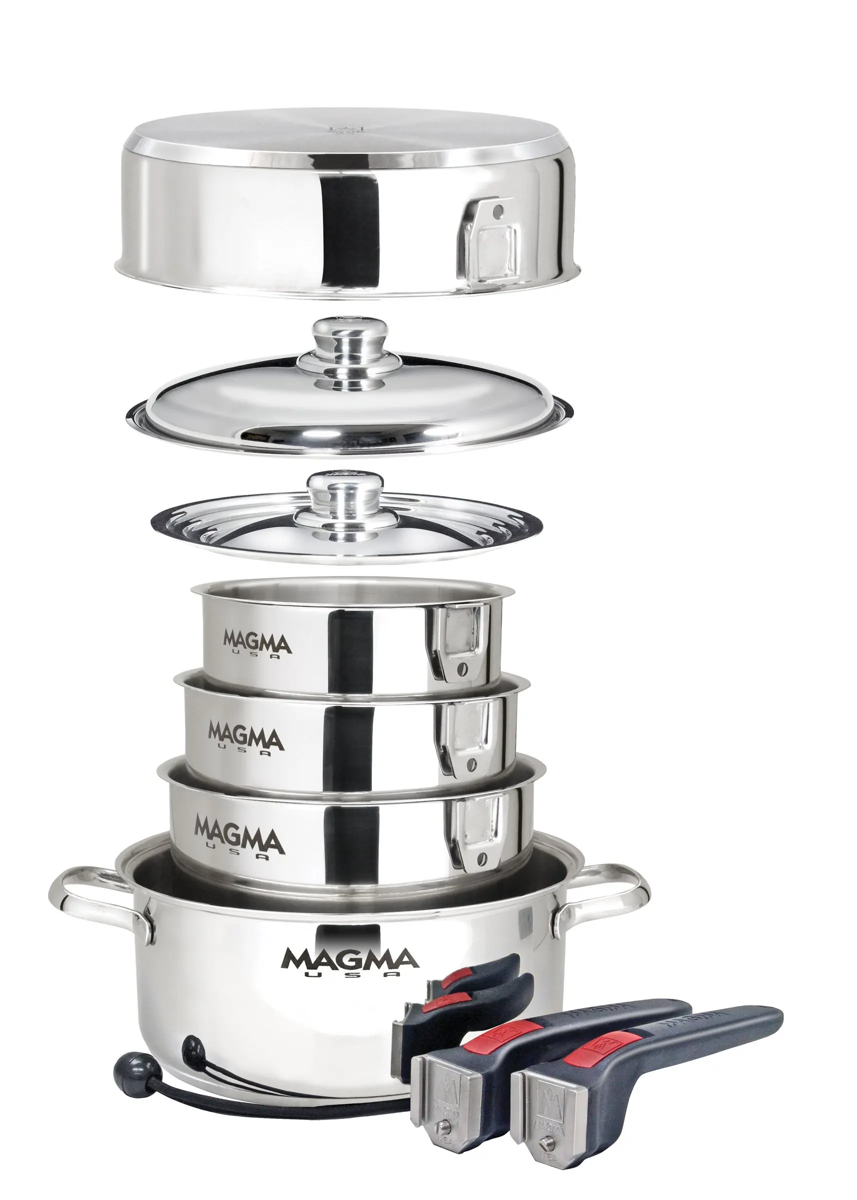 Magma Products, A10-360L-IND, 10 Piece Gourmet Nesting Stainless Steel Cookware Set, Induction Cooktops