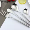 new 2019 trending product stainless steel cutlery flatware set silver matte