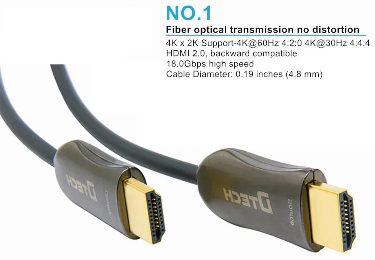 Plug and play 4K x 2K DTECH HDMI Fiber Optic Cable - ANKUX.COM